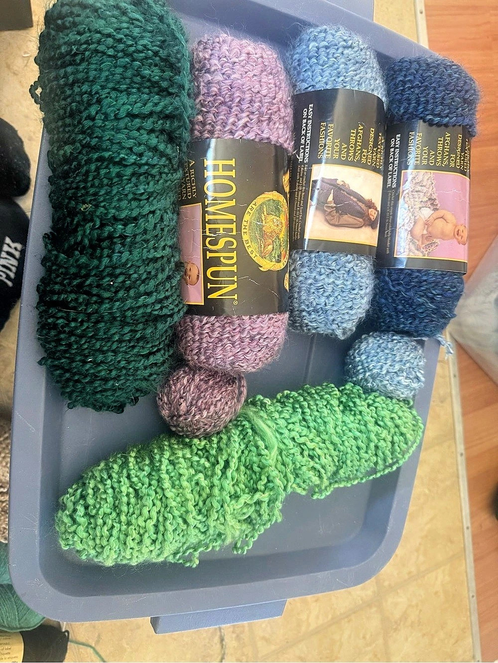 Lion Brand Homespun Yarn Skein Lot Blue & Green